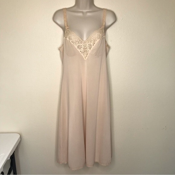 Vintage Vassarette Underneath It All 1970s Full Slip Lace Nude Womens 36 Long - Picture 14 of 14